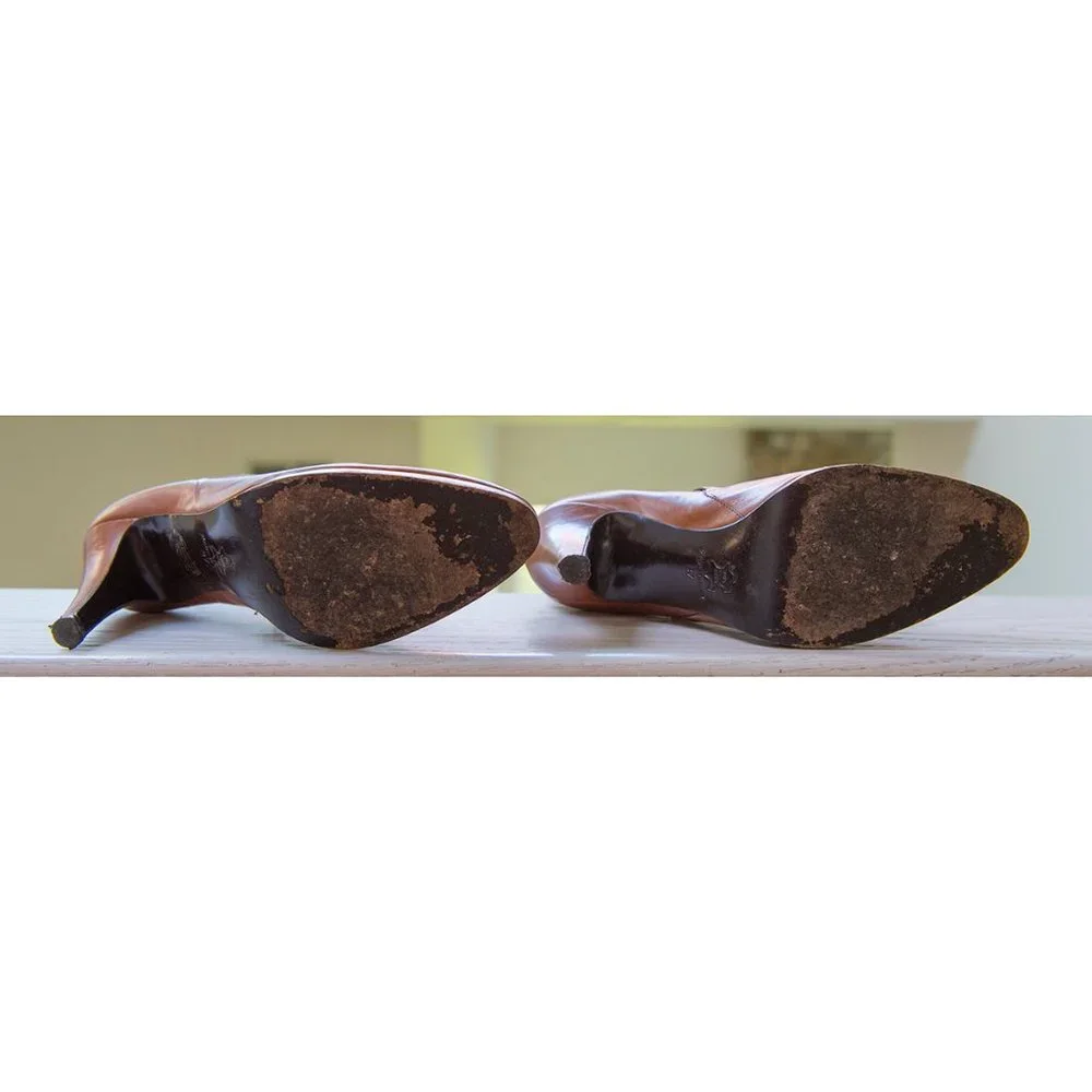 Barneys New York CO-OP Brown Mahogany Stiletto Heel Booties 37 - Picture 5 of 8